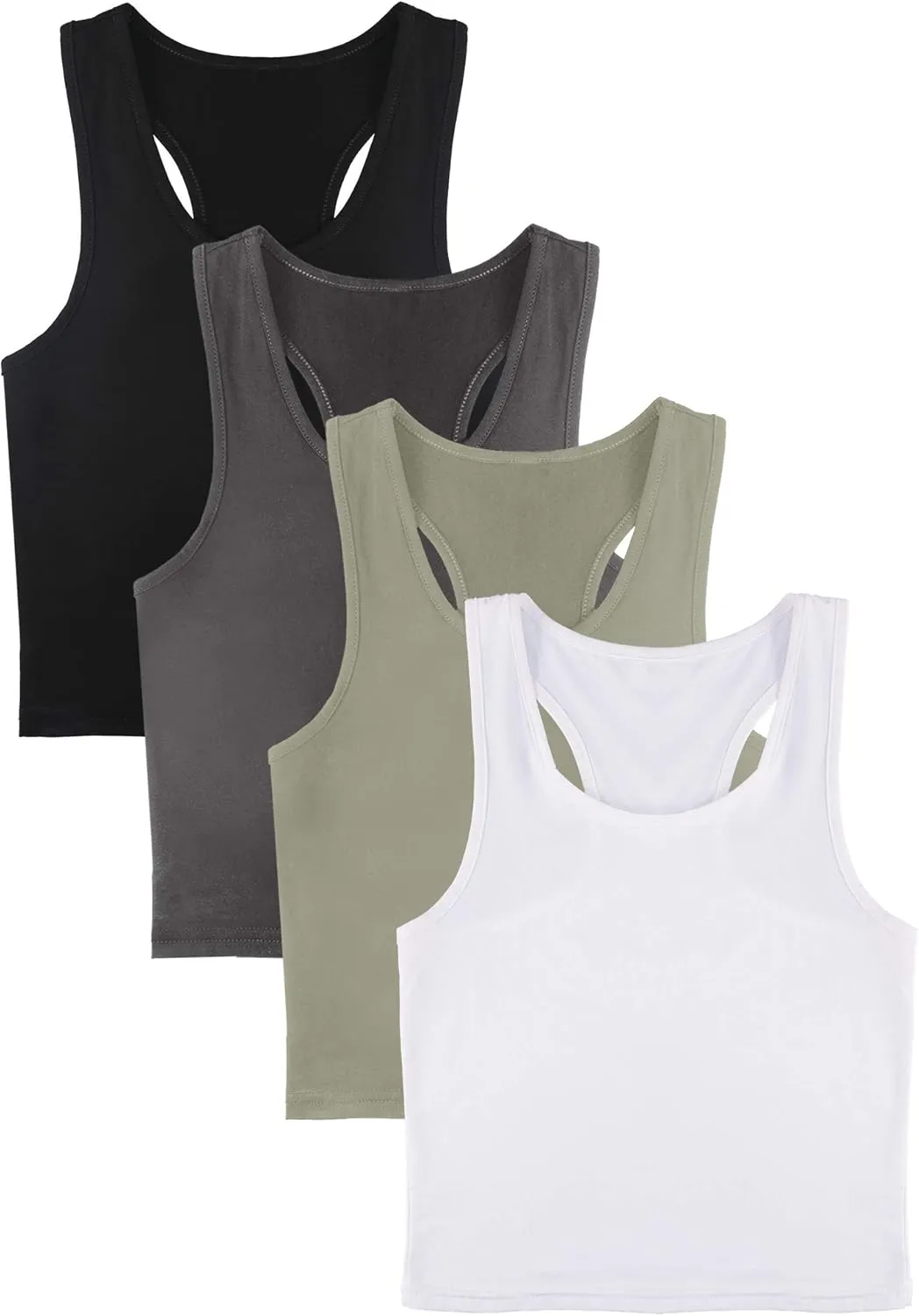 4 Pieces Basic Crop Tank Tops Sleeveless Racerback Crop Cami Top for Women