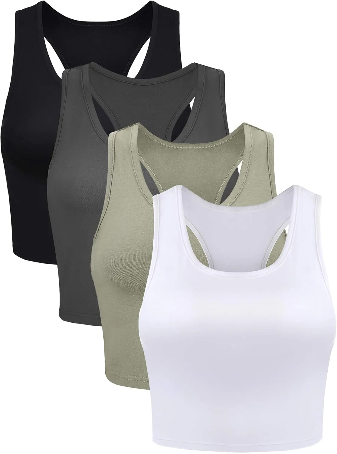 4 Pieces Basic Crop Tank Tops Sleeveless Racerback Crop Cami Top for Women