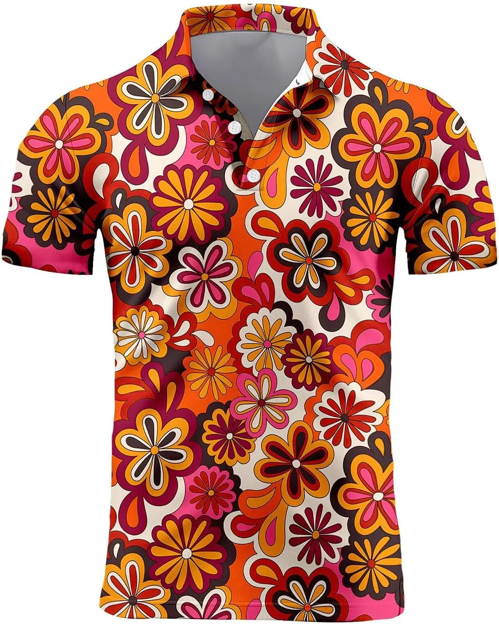 70s Outfits for Men Golf Polo Shirts Short Sleeve Disco Retro Paisley Button Vintage Dry Fit Funny Clothes