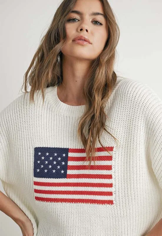 American Flag Sweater - Ivory Multi