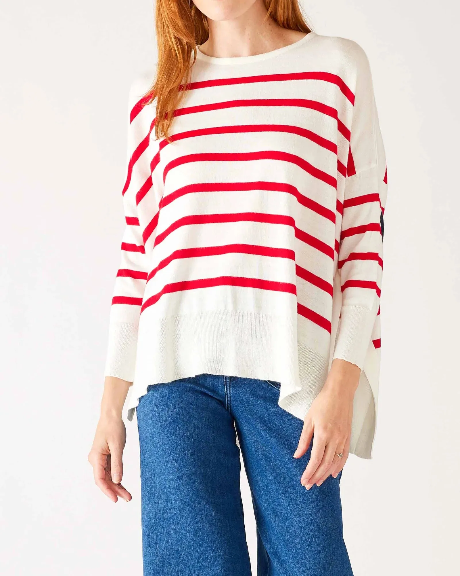 Amour Sweater in White/Red Stripe