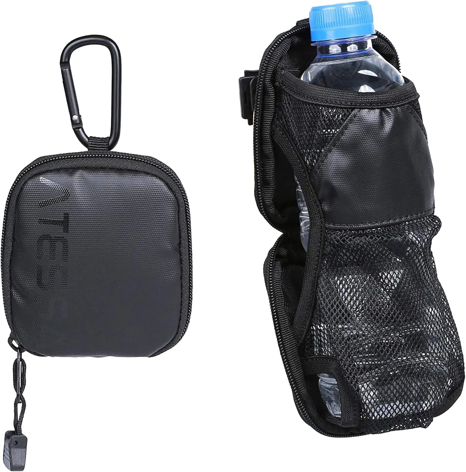 Aosta AOC-AS1PH BK Camera Bag Accessory, Atessa Plastic Bottle Holster for ~500 ml (500 ml), Carabiner Included, Foldable, Holder, Black