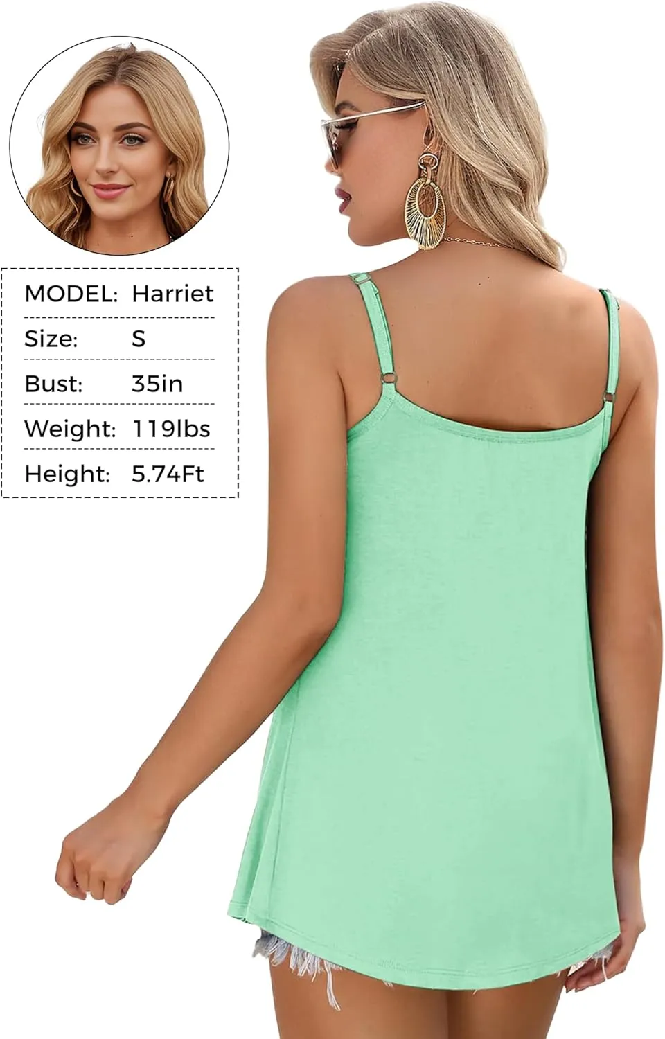 AURUZA Summer Tank Tops for Women Pleated Spaghetti Strap Camisole Loose Fit Casual Scoop Neck Sleeveless Shirts 2025