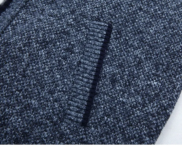 Autumn Winter Men Sweater Coat Faux Fur Wool Sweater Jackets Men Zipper Knitted Thick Coat Warm Casual Knitwear Cardigan
