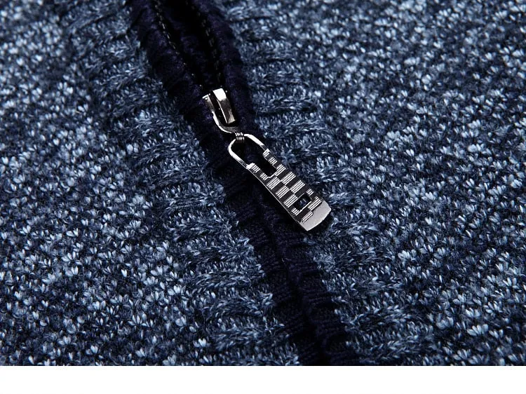 Autumn Winter Men Sweater Coat Faux Fur Wool Sweater Jackets Men Zipper Knitted Thick Coat Warm Casual Knitwear Cardigan