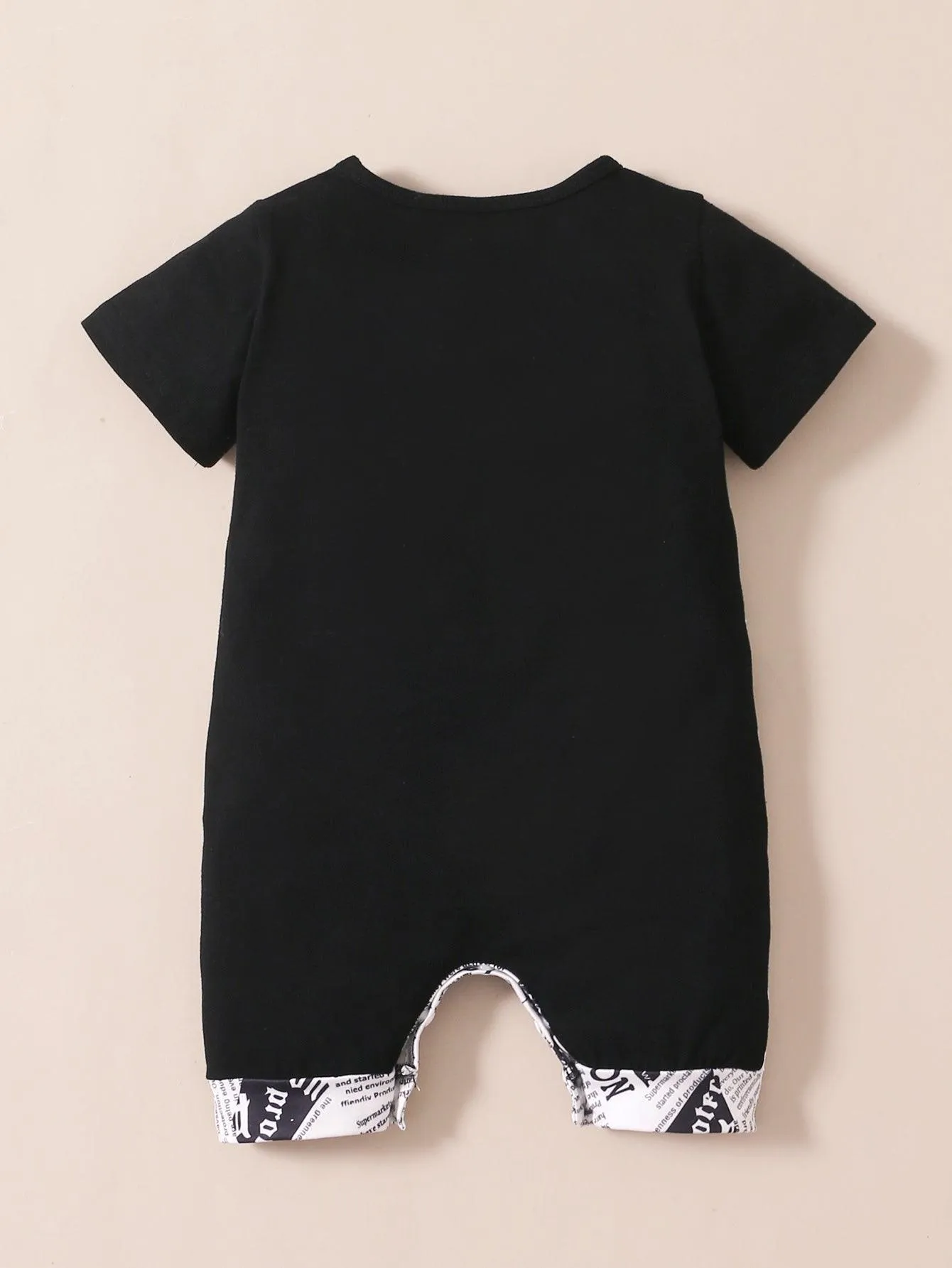 Baby Boy Colorblock Monogram Print Bodysuit Baby Boy Romper Jumpsuit
