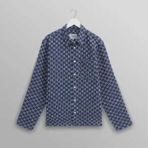 Breton Overshirt Grid Stitch (Indigo   Ecru)