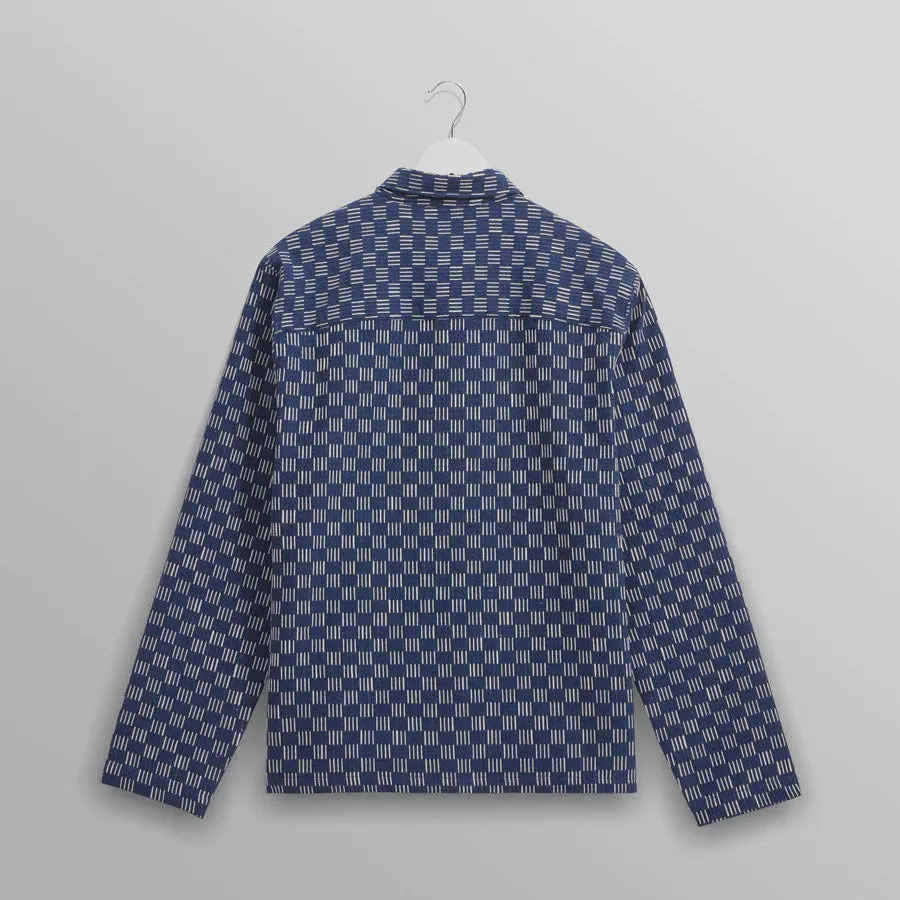 Breton Overshirt Grid Stitch (Indigo   Ecru)