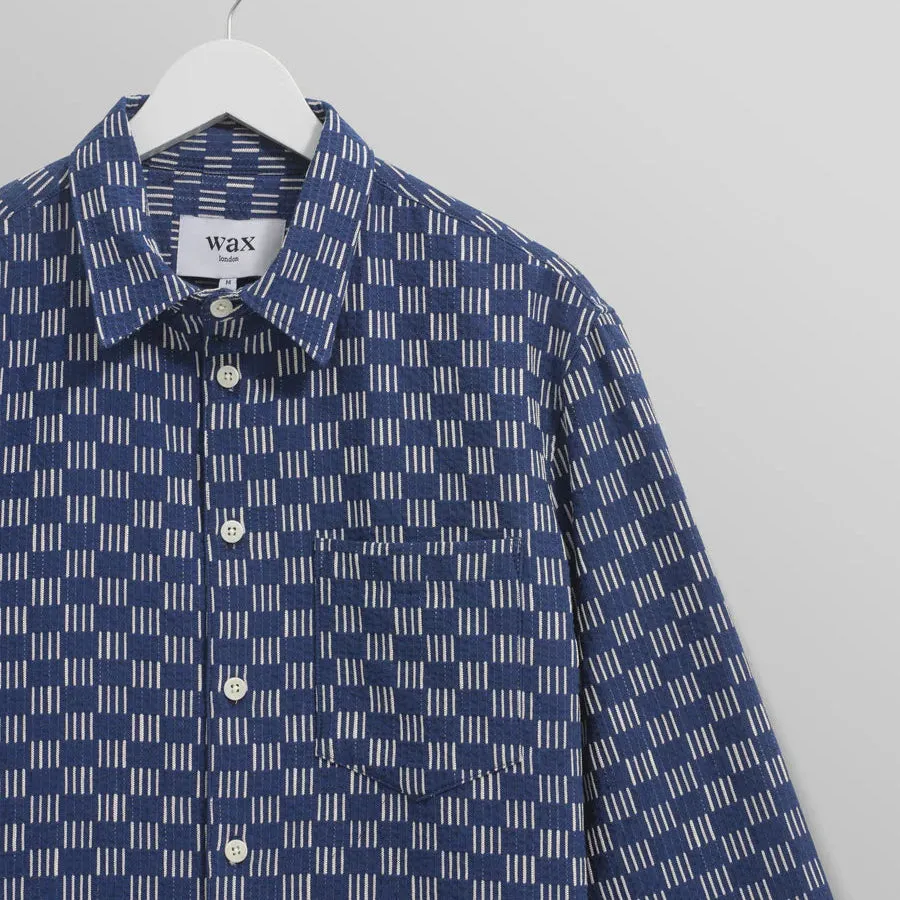 Breton Overshirt Grid Stitch (Indigo   Ecru)