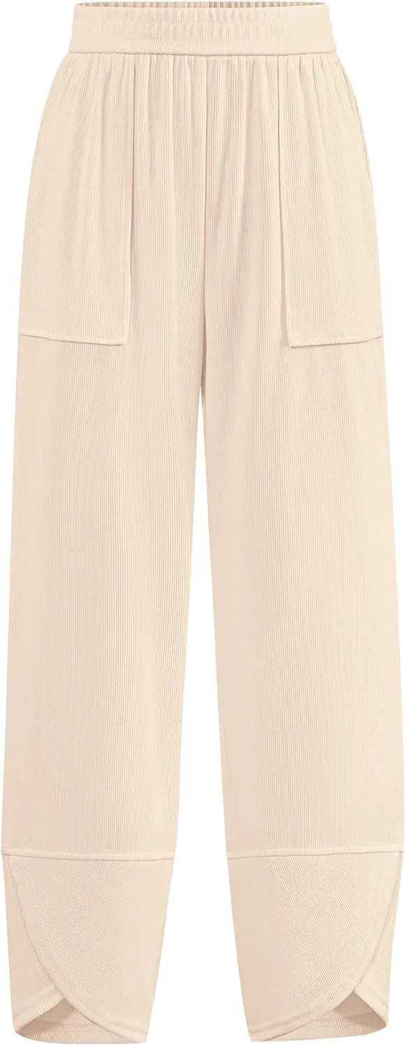 BTFBM Women's Wide Leg Palazzo Harem Pants Casual Loose Elastic Waist Sweatpants 2024 Fall Baggy Long Trousers Pockets