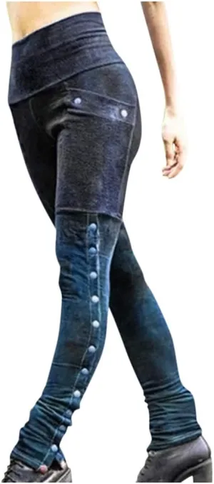 Casual Trousers for Women Stretchy Pencil Fit Rivets Pants Waist Slim Women Sexy High Patchwork Side And Pants