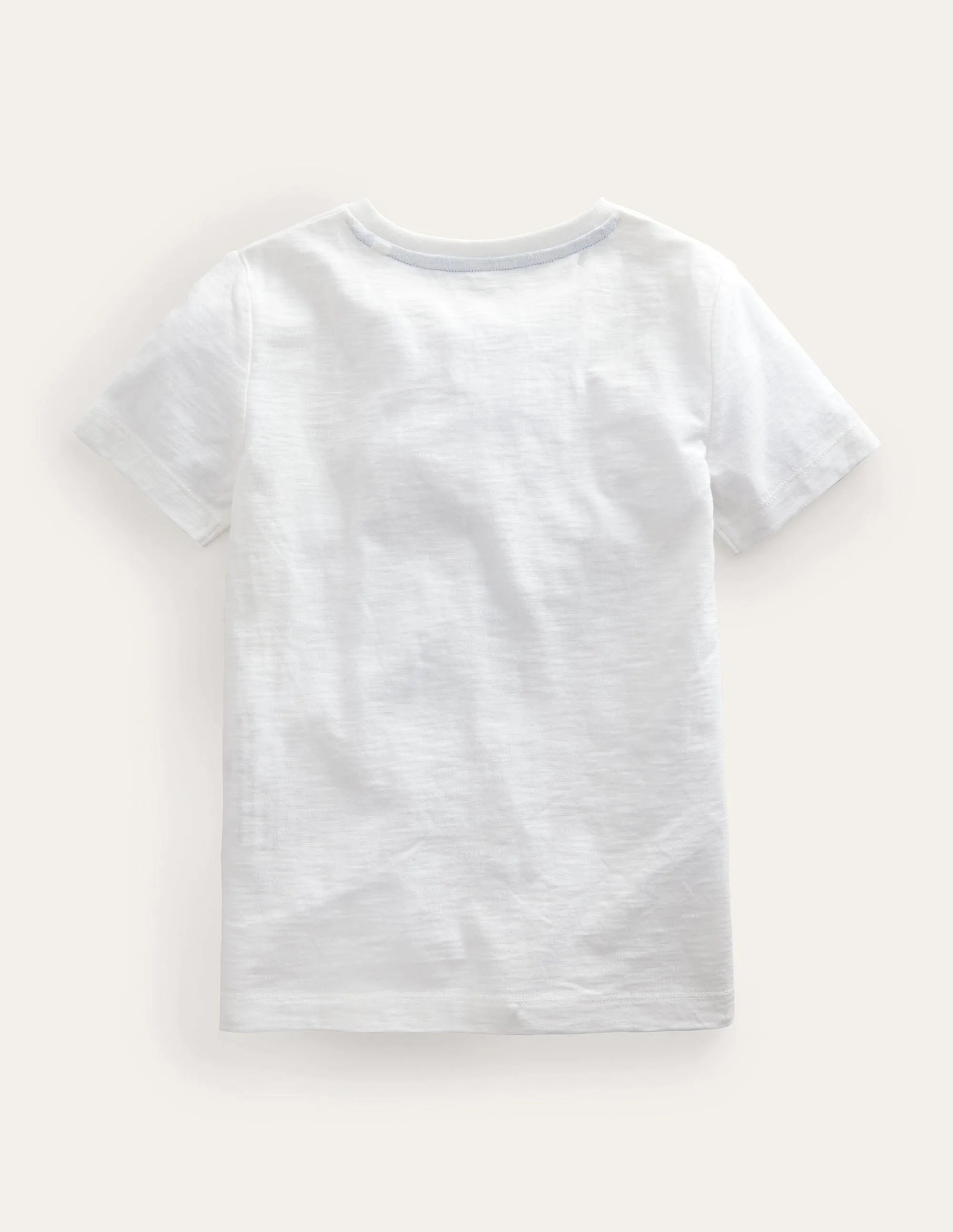 Chain Stitch Slogan T-shirt-Ivory White Hello