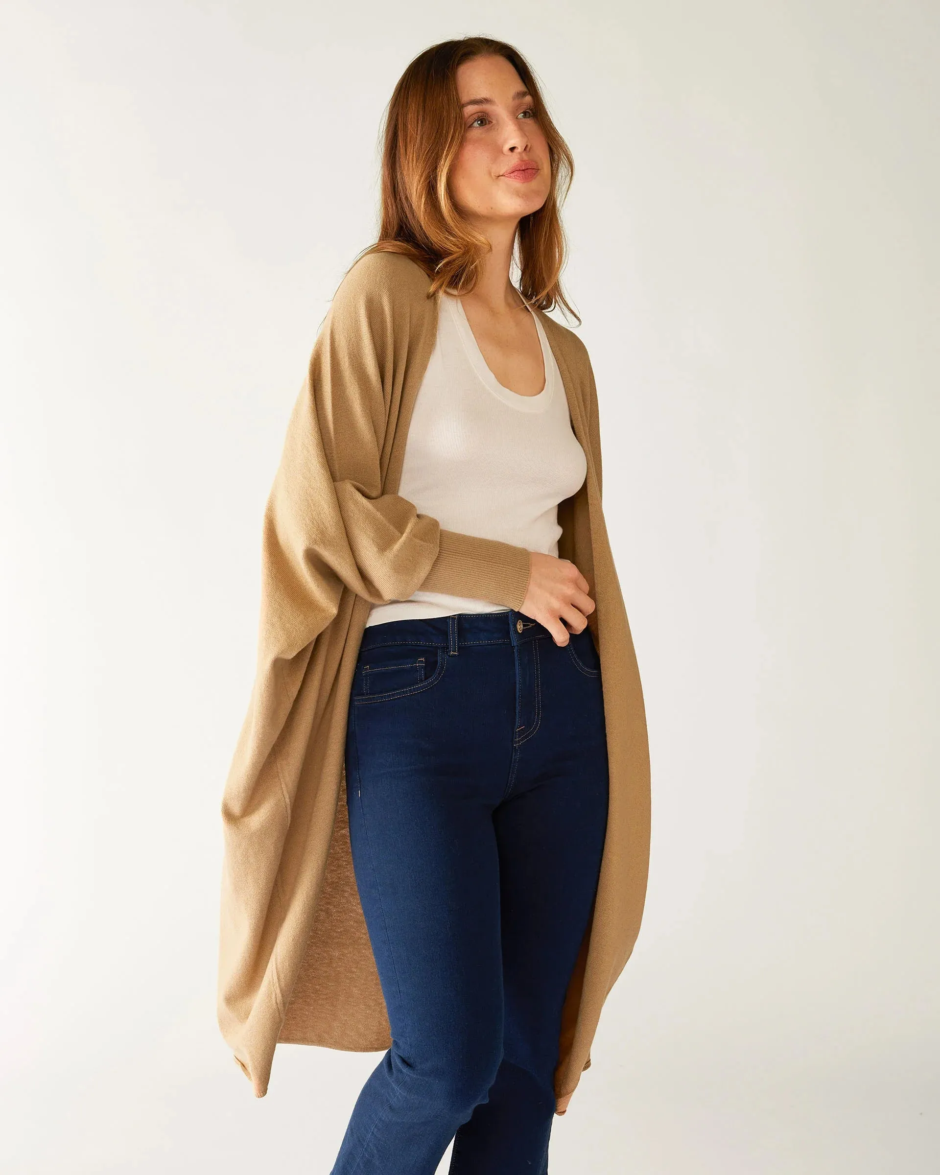 Chelsea Cotton Cashmere Kimono in Camel