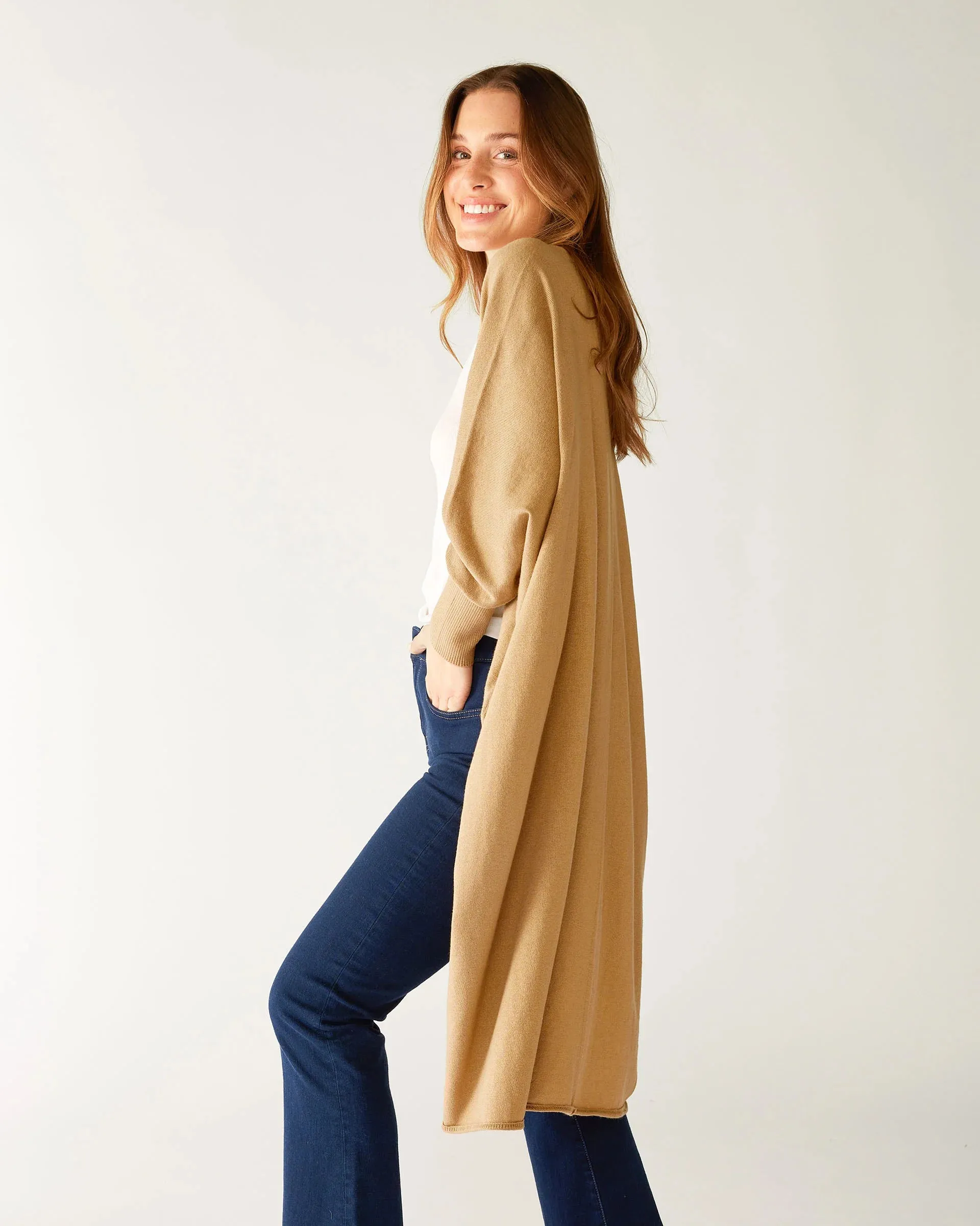 Chelsea Cotton Cashmere Kimono in Camel