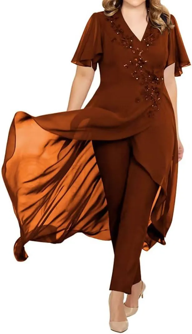 Chiffon Mother of The Bride Pant Suits for Wedding Guest Dresses Formal Outfit Womens Jumpsuit