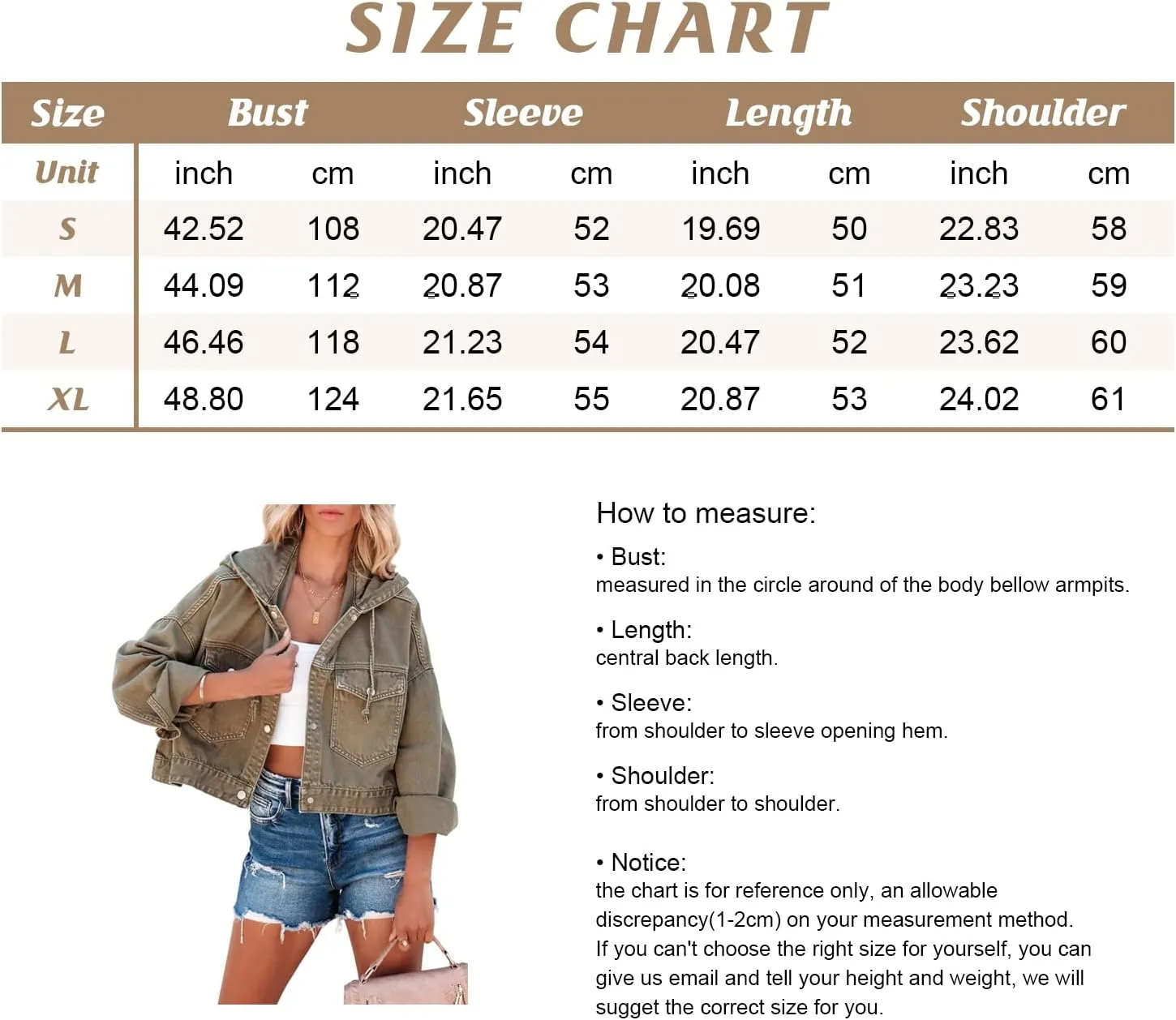 chouyatou Women's Washed Cropped Denim Jacket Button Up Hooded Jean Shacket Jacket Tops