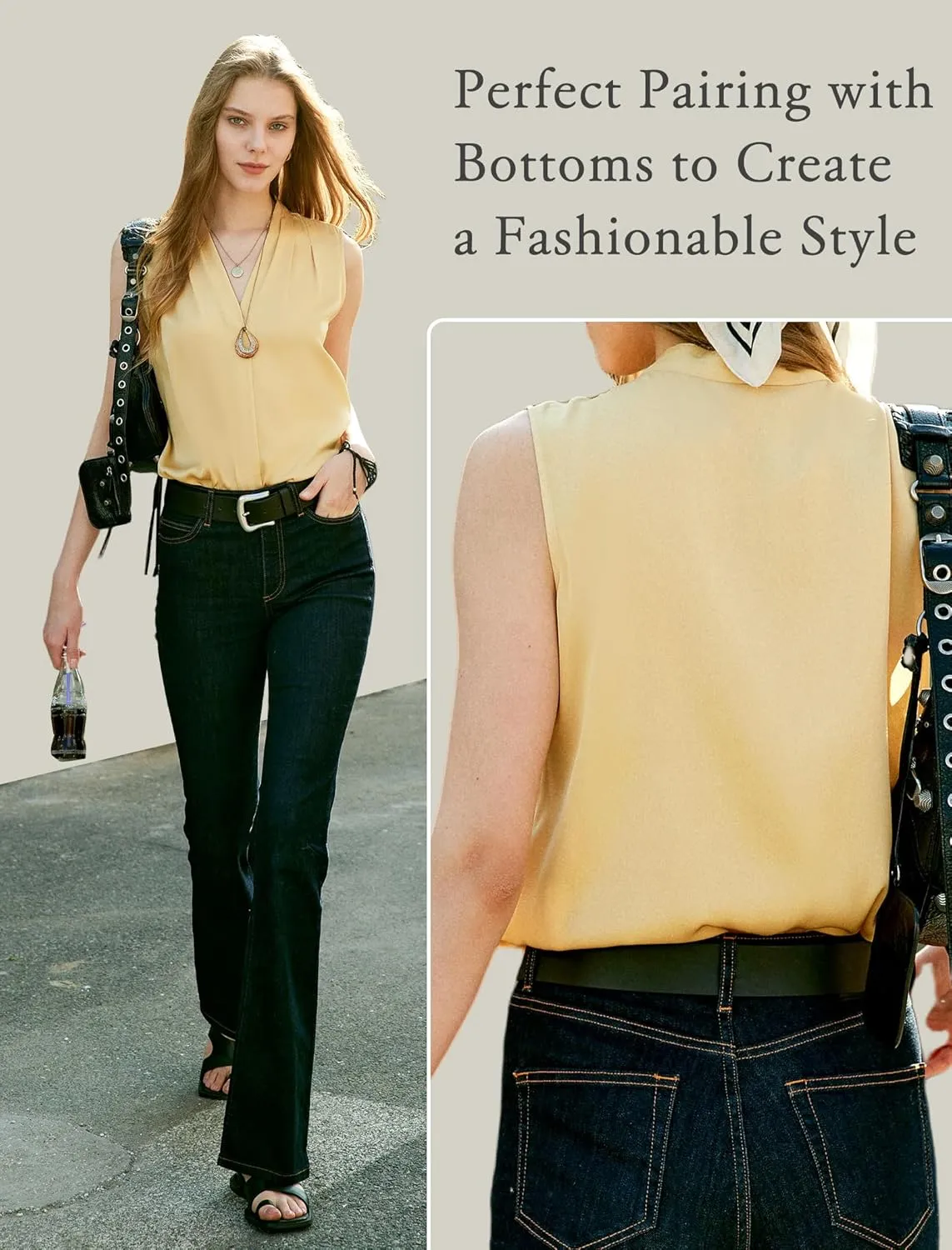 COLD POSH 19MM Mulberry Silk Blouse for Women Sleeveless V Neck Shirts Dressy Casual Womens Top for Office