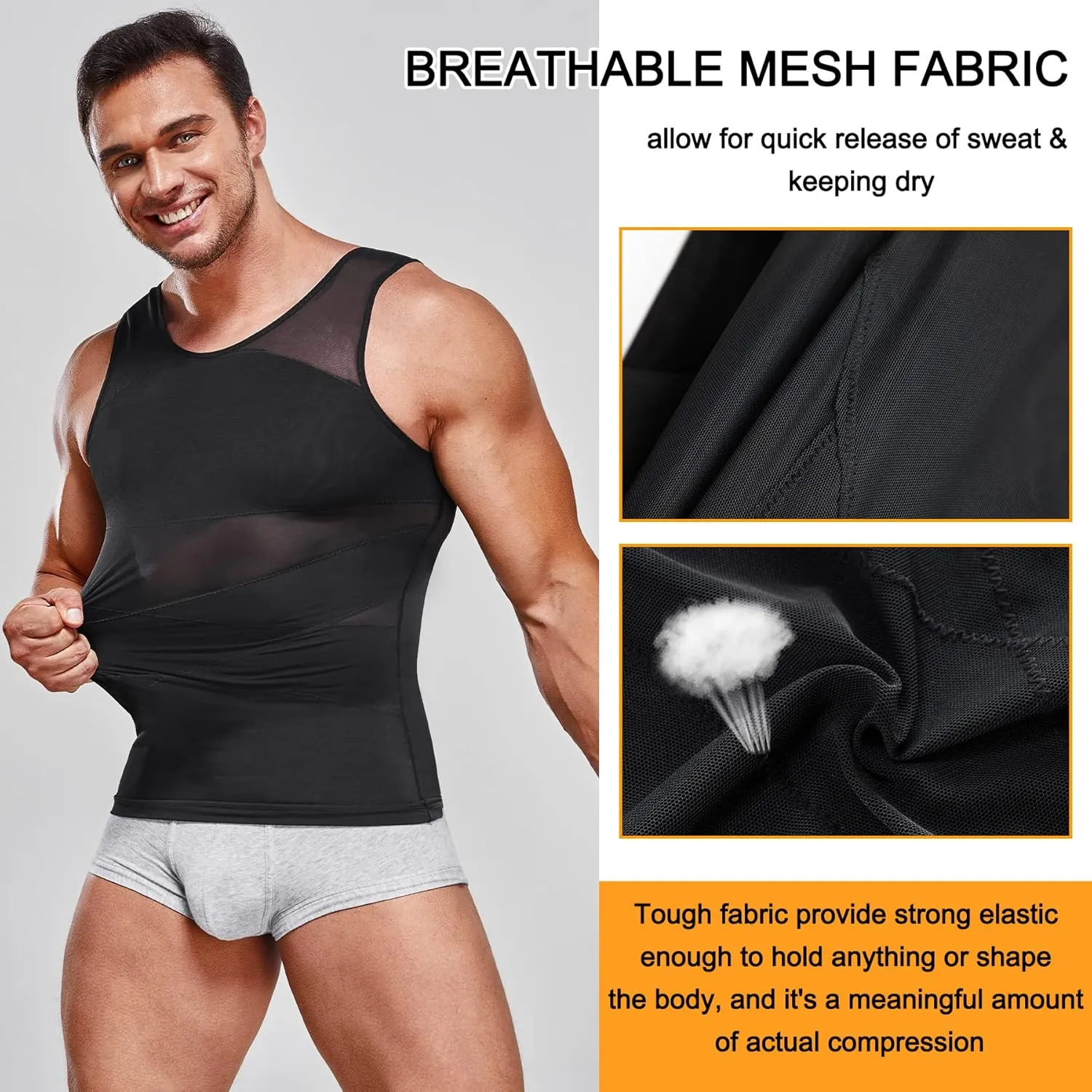Compression Shirt for Men Slimming Undershirt Body Shaper Tank top for gynomastica Sleeveless Shapewear Vest Men