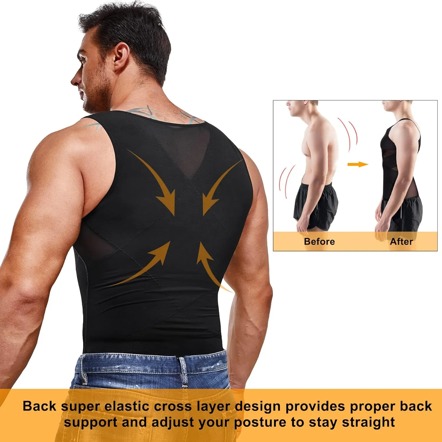 Compression Shirt for Men Slimming Undershirt Body Shaper Tank top for gynomastica Sleeveless Shapewear Vest Men
