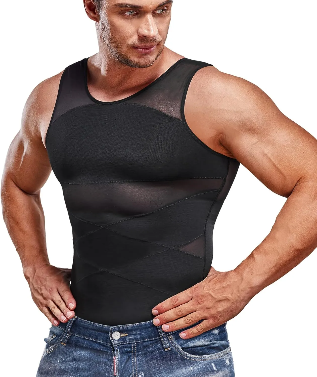 Compression Shirt for Men Slimming Undershirt Body Shaper Tank top for gynomastica Sleeveless Shapewear Vest Men