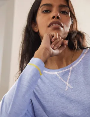 Contrast Stitch Jersey Top-Sea Mist