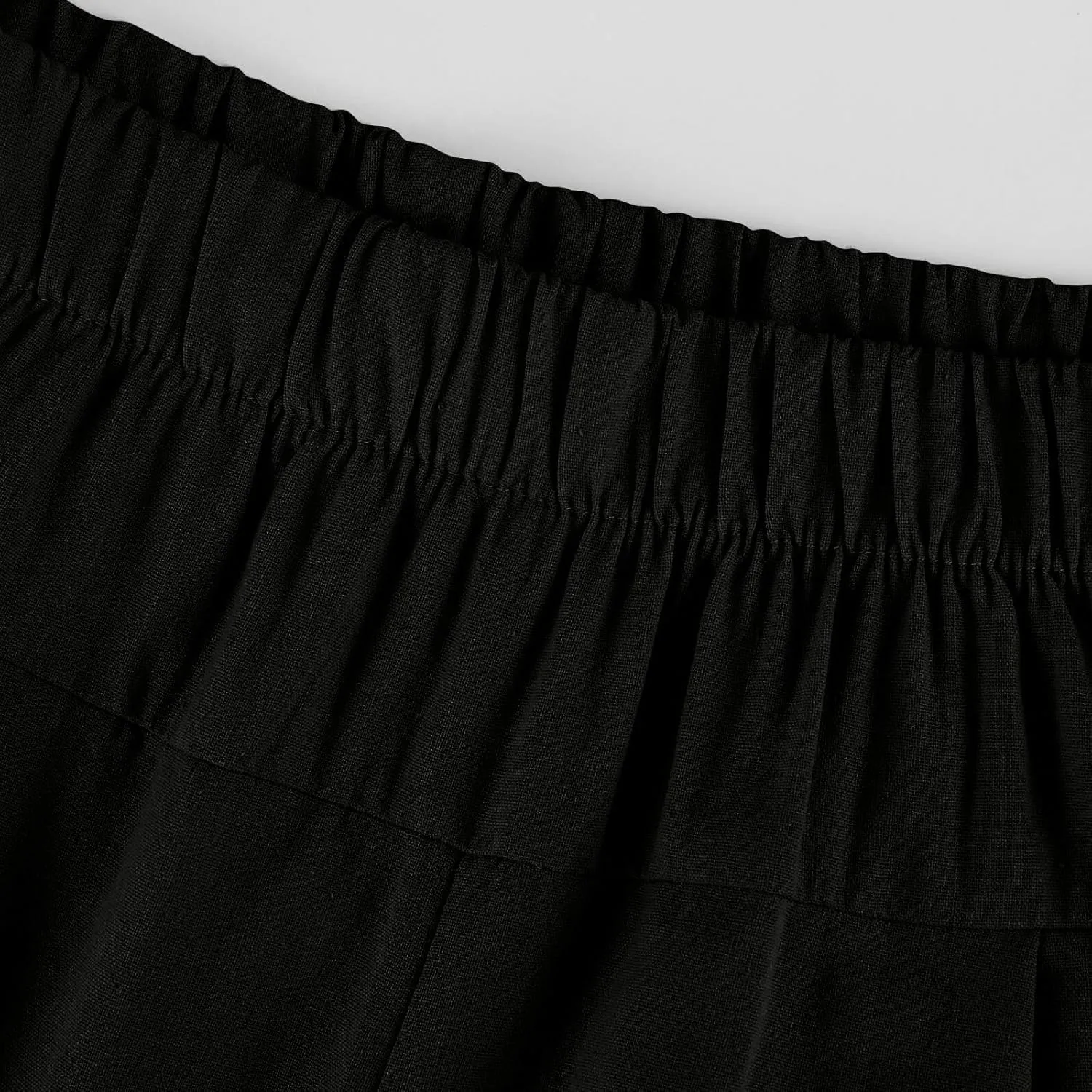 Cotton Linen Capri Pants for Women High Elastic Waisted Drawstring Cropped Pants with Pockets Beach Vacation Clothes