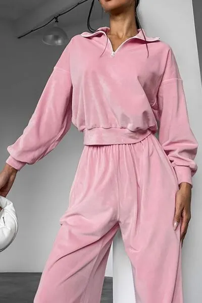 Cropped Sweatshirt and Jogger Set