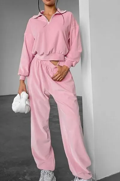 Cropped Sweatshirt and Jogger Set
