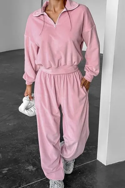 Cropped Sweatshirt and Jogger Set