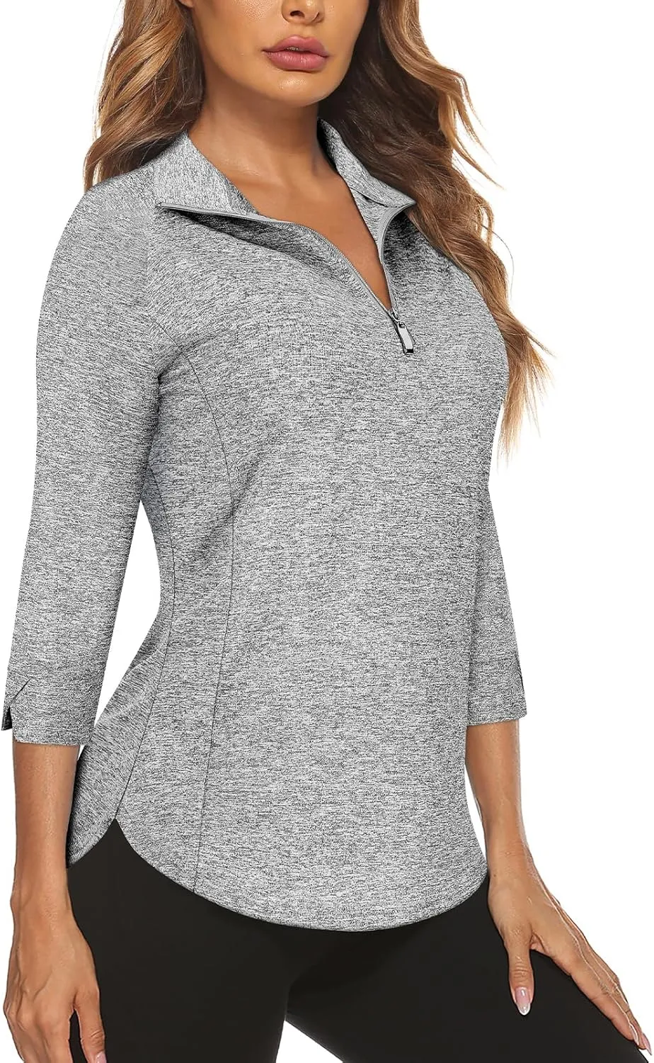Cucuchy Style Womens Golf Shirt 3/4 Sleeve Quarter Zip Workout Tennis Tops Quick Dry UPF 50  Shirts