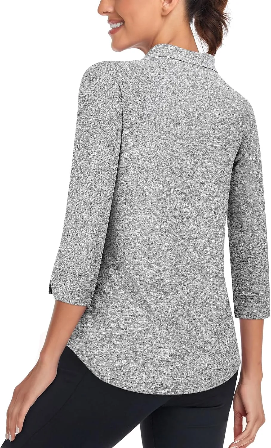 Cucuchy Style Womens Golf Shirt 3/4 Sleeve Quarter Zip Workout Tennis Tops Quick Dry UPF 50  Shirts
