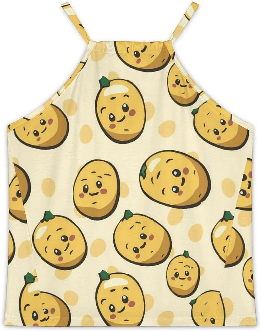Cute Potato Women's Tank Top Sleeveless Spaghetti Straps Tie Back Print T-shirt Tops