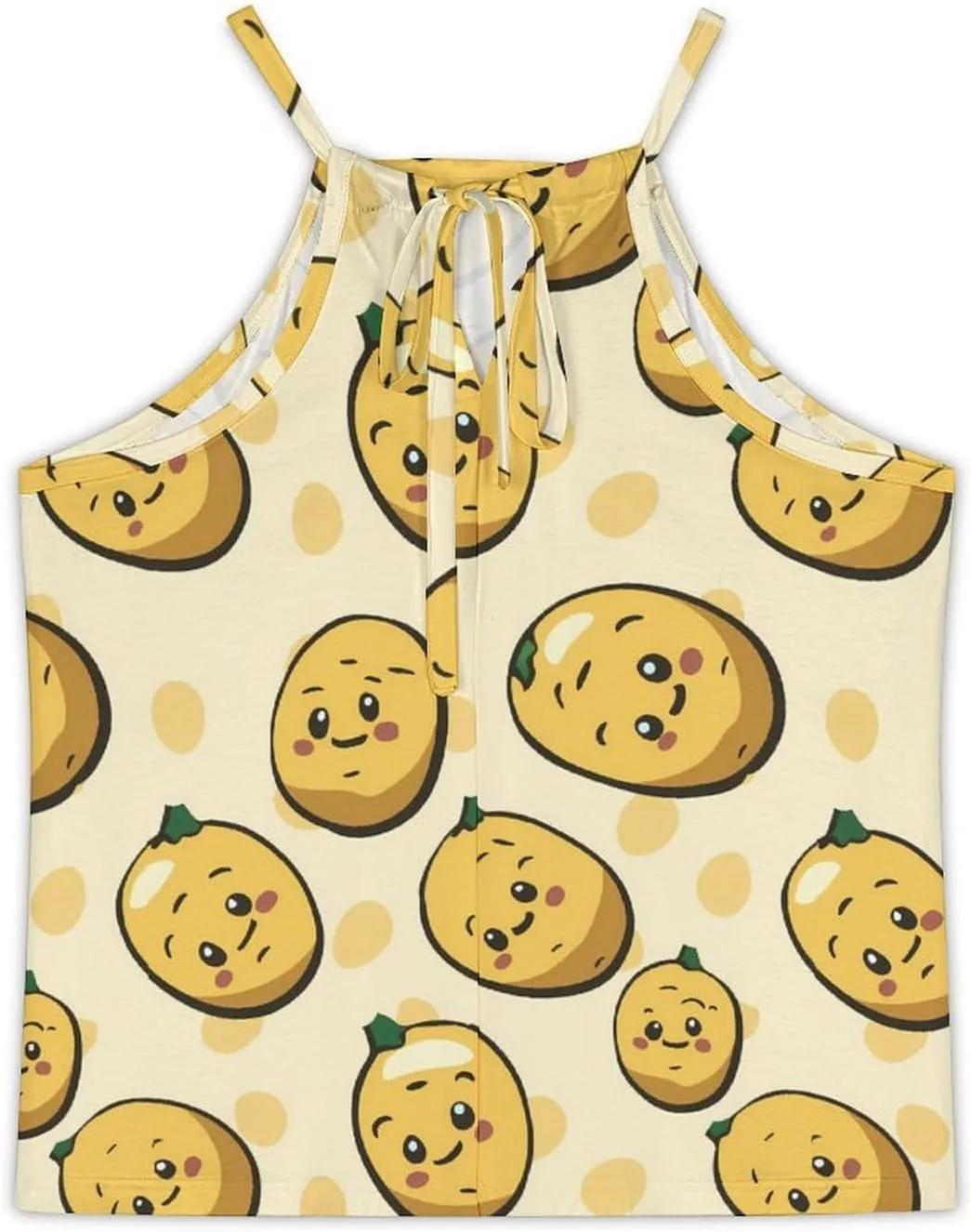 Cute Potato Women's Tank Top Sleeveless Spaghetti Straps Tie Back Print T-shirt Tops