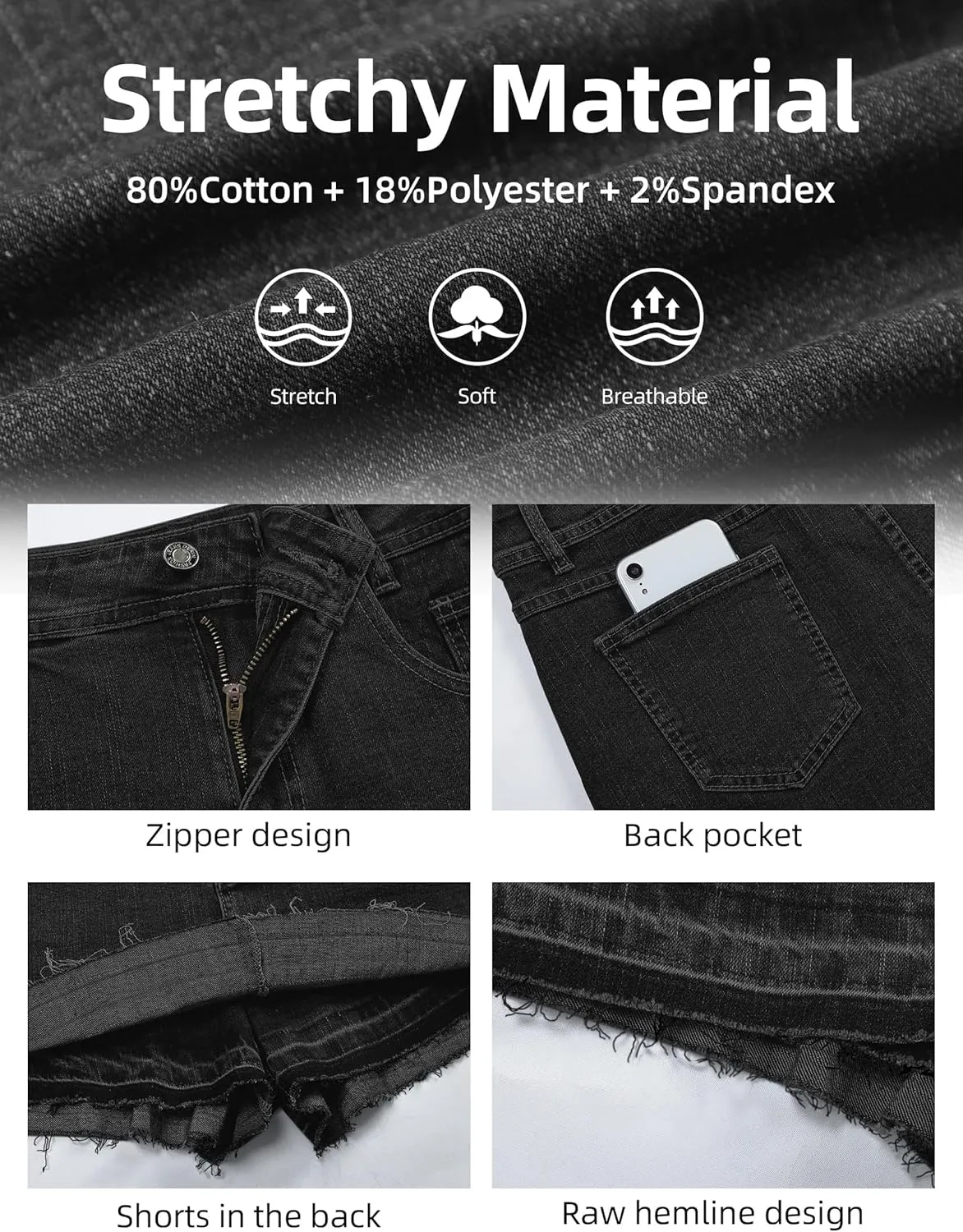 Denim Skort for Women High Wasited Mini Denim Skirt Stretch Summer Jean Skirt with Pockets