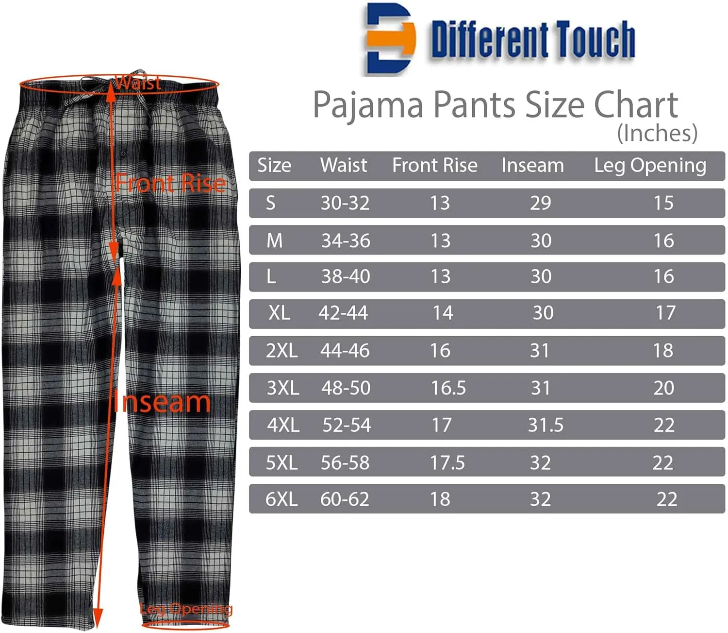 Different Touch 3 Pack Big and Tall Pajama Lounge Pants with Pocket Cotton Bottoms Sleepwear For Men
