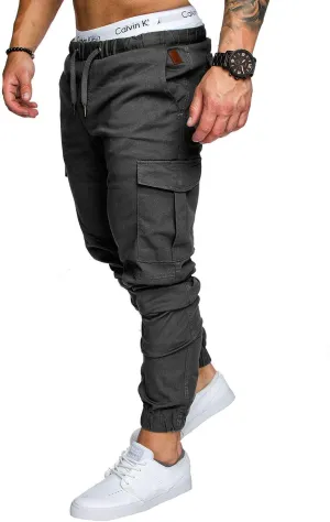 Dudubaby Plus Size Dress Pants for Mens Work Pants Casual Multi Pocket Trousers Sports Drawstring Trousers
