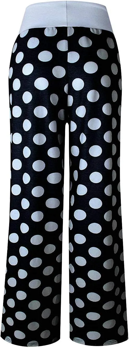 Elsofer Women's Pajama Lounge Pants Floral Print Comfy Casual Stretch Palazzo Drawstring Pj Bottoms Pants Wide Leg