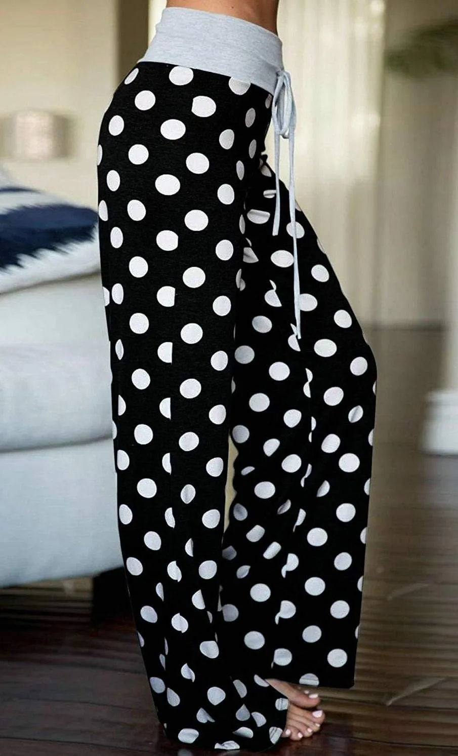 Elsofer Women's Pajama Lounge Pants Floral Print Comfy Casual Stretch Palazzo Drawstring Pj Bottoms Pants Wide Leg