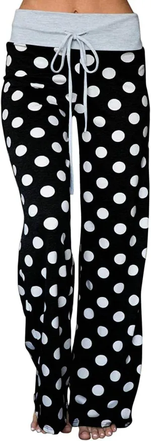 Elsofer Women's Pajama Lounge Pants Floral Print Comfy Casual Stretch Palazzo Drawstring Pj Bottoms Pants Wide Leg