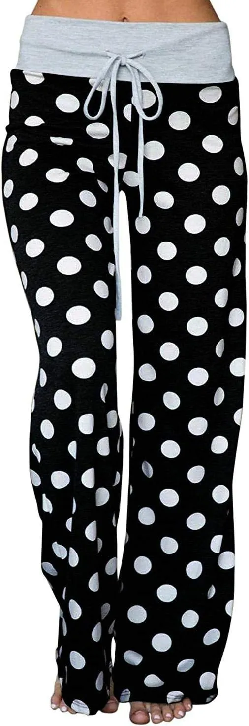 Elsofer Women's Pajama Lounge Pants Floral Print Comfy Casual Stretch Palazzo Drawstring Pj Bottoms Pants Wide Leg