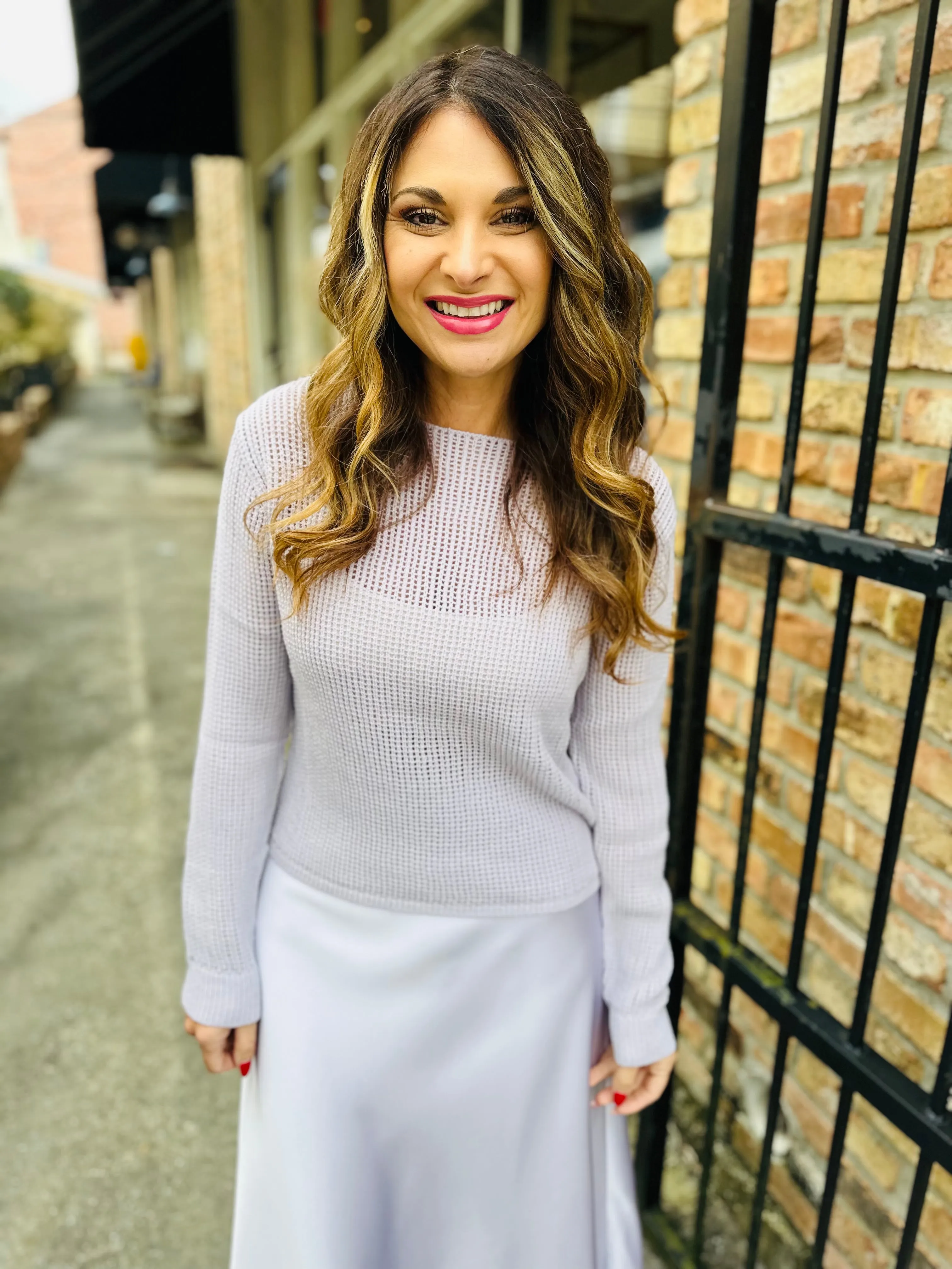 Emma Open Stitch Sweater- Lavender