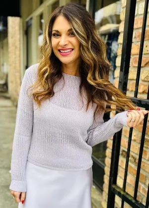 Emma Open Stitch Sweater- Lavender
