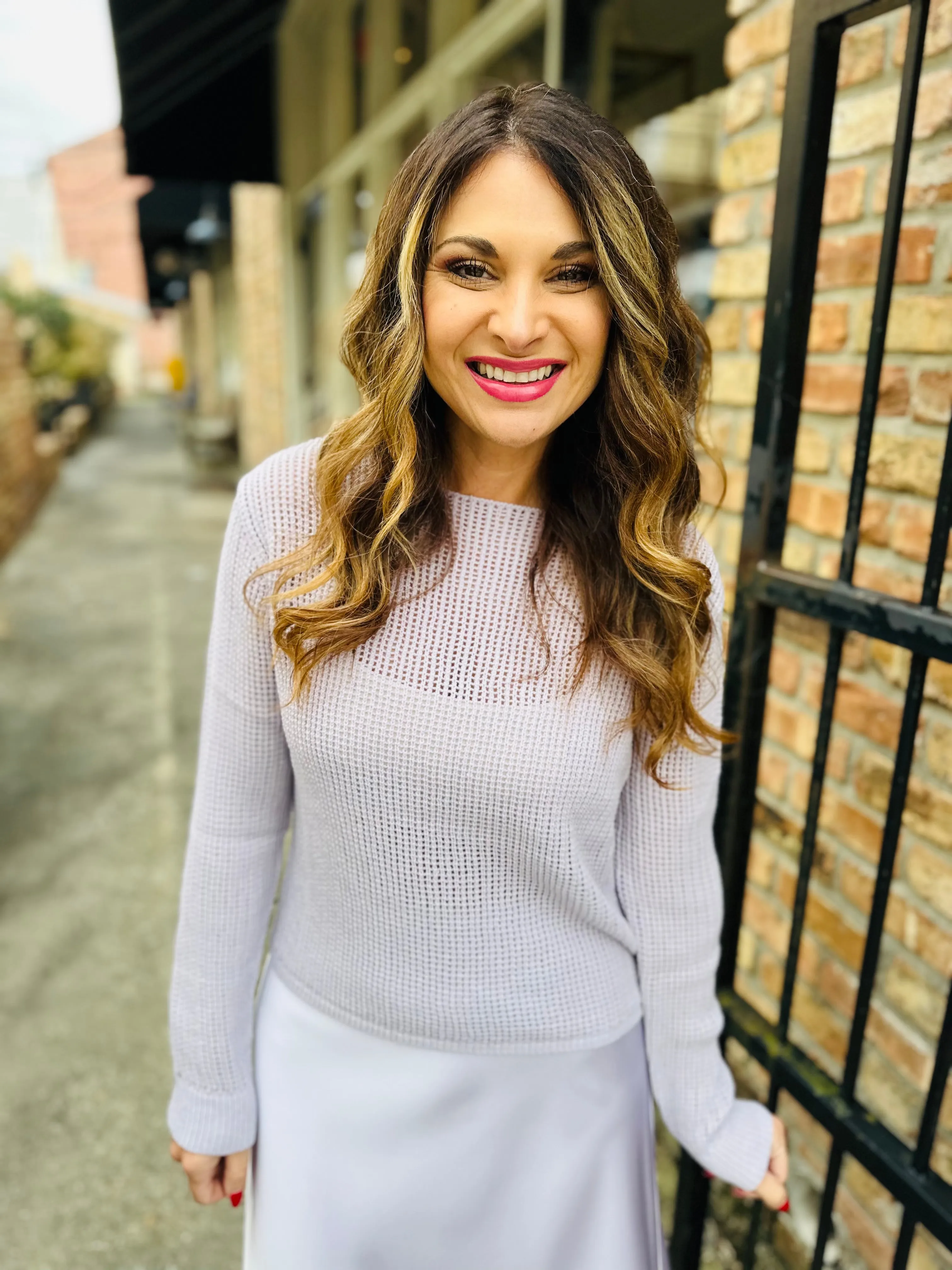 Emma Open Stitch Sweater- Lavender