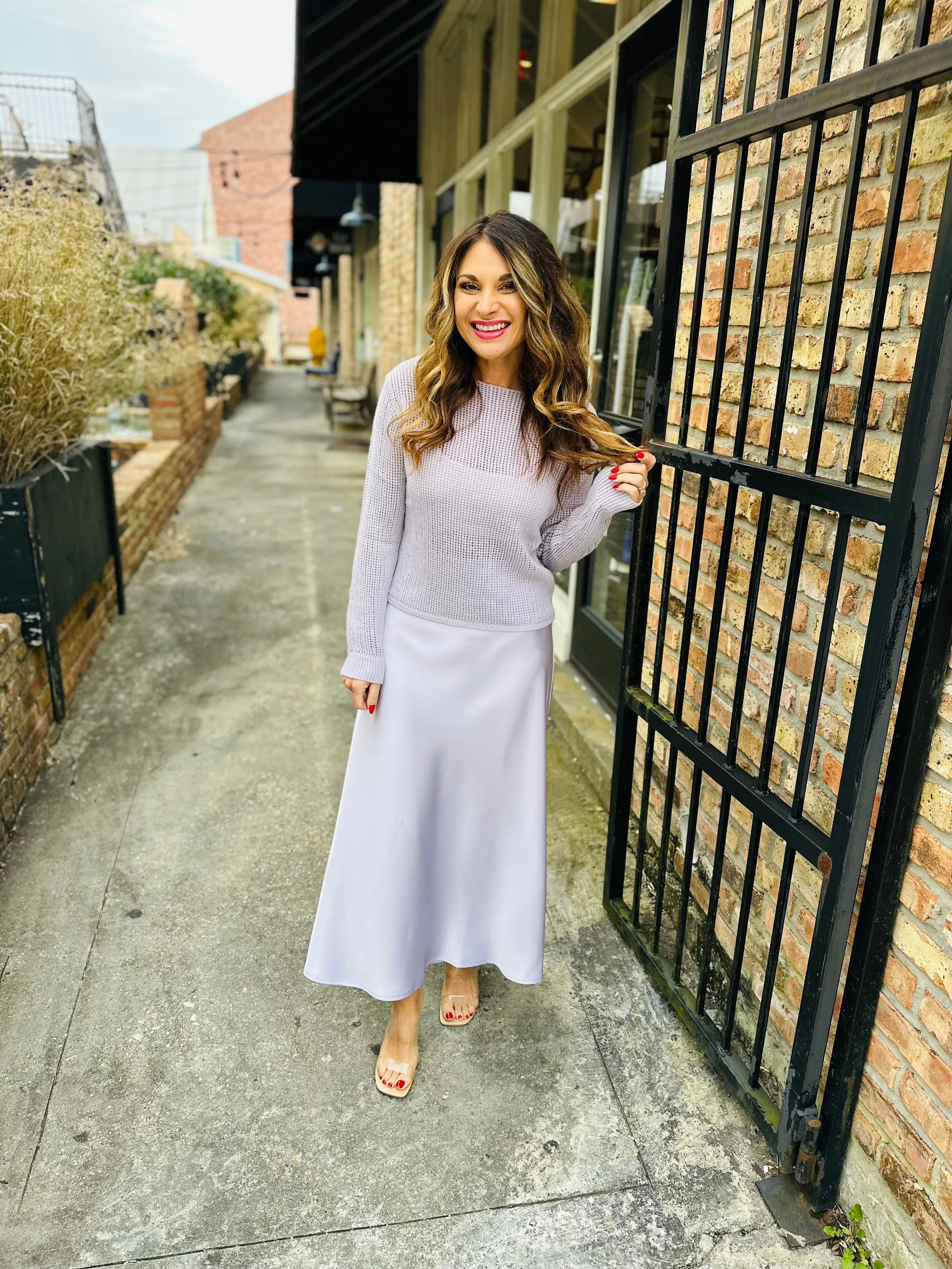 Emma Open Stitch Sweater- Lavender