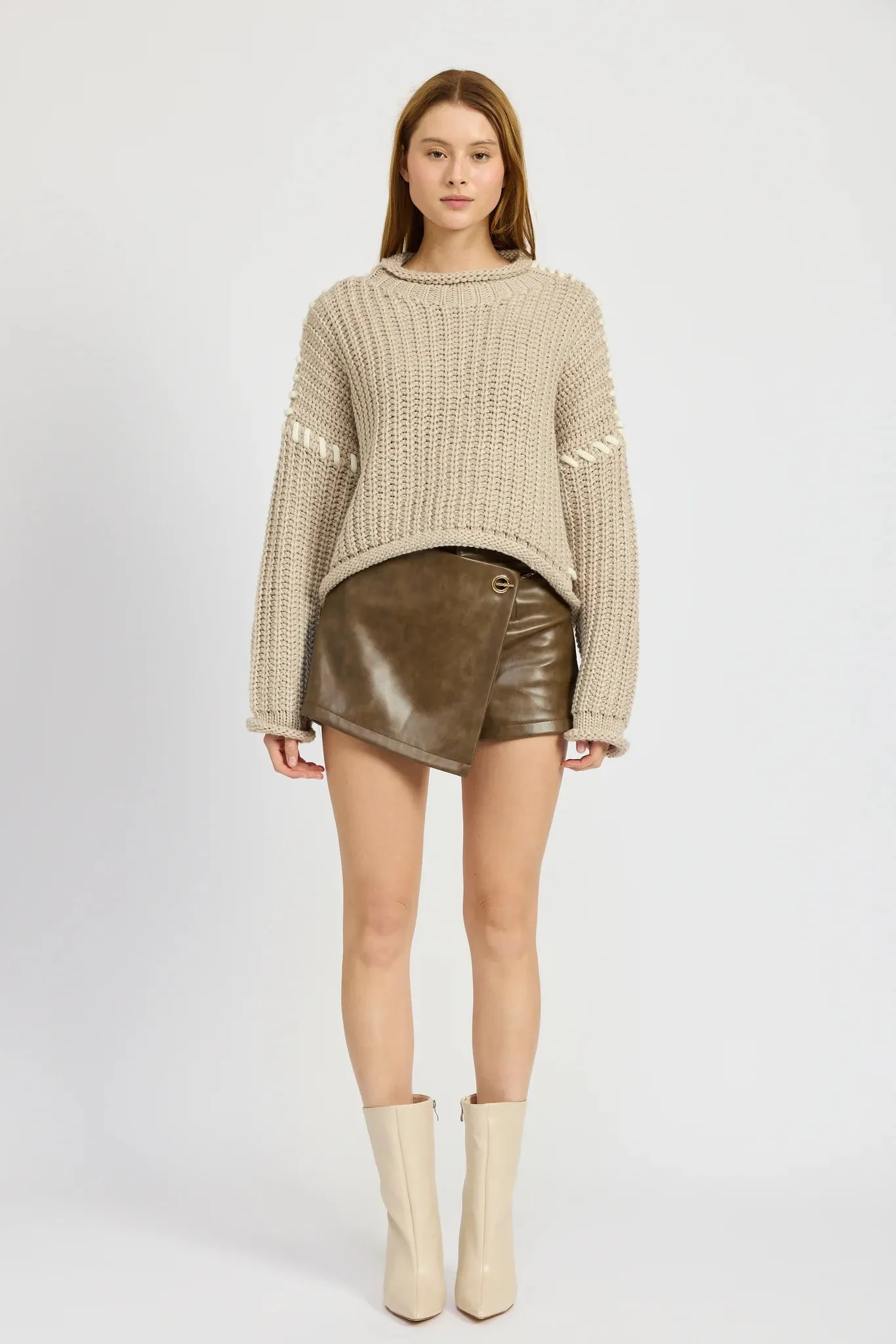 En Saison 'Contrast Stitch Knit Top'