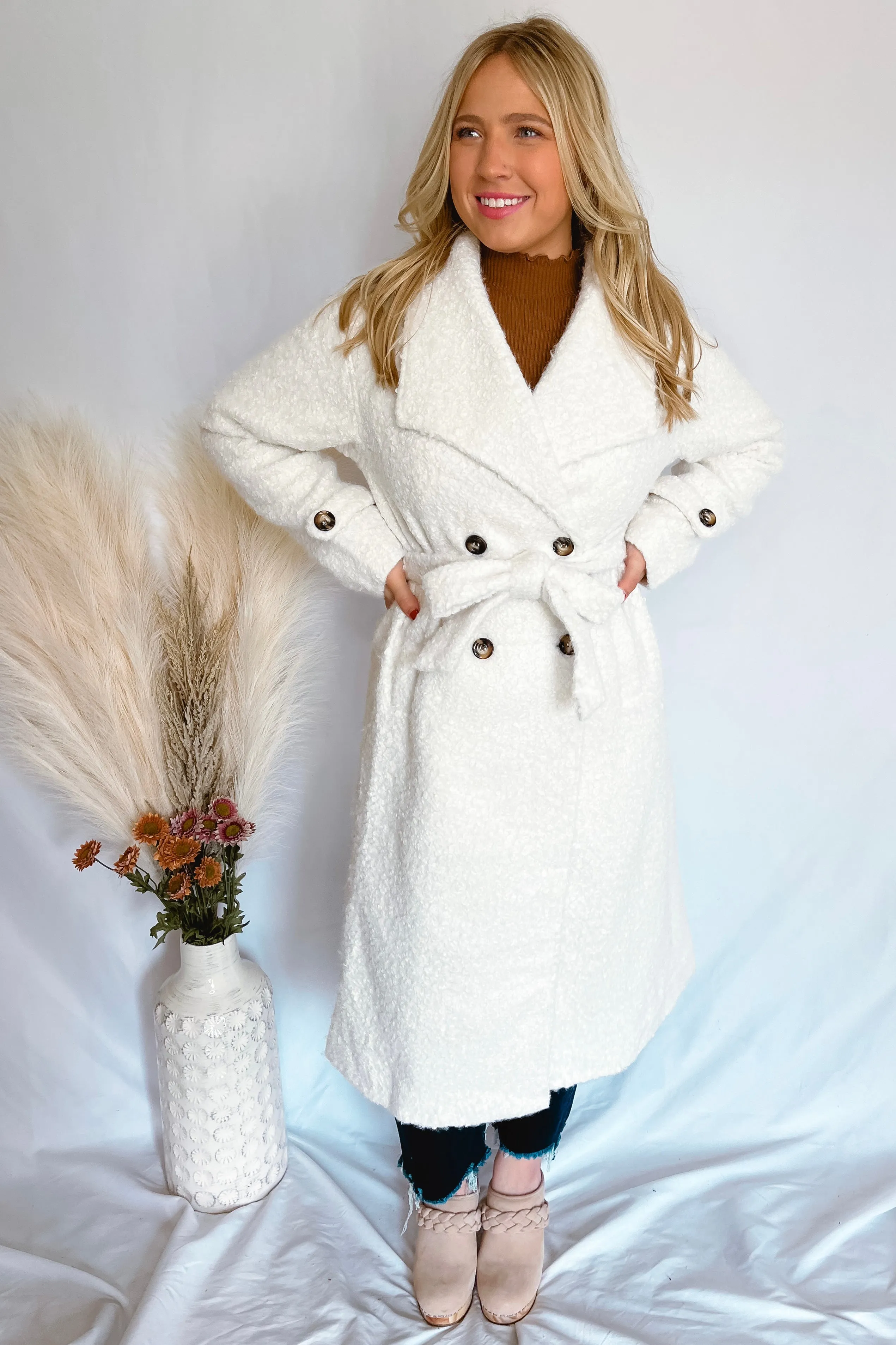 Escaping Winter Long Teddy Coat - Ivory