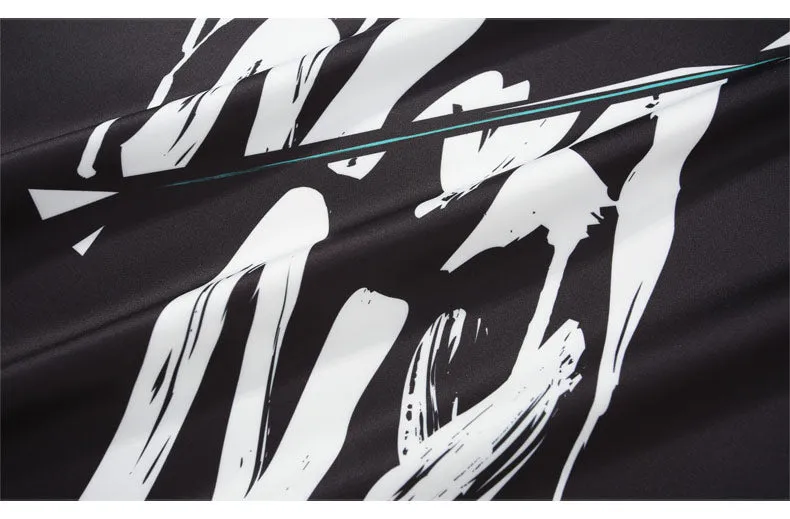 Extra loose Lightning monogram print with collar drop rotator cuff hoodiet