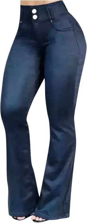 Flare Jeans for Women High Waist Stretch Bell Bottom Denim Leggings Slim Fit Straight Leg Trouser Fashion Casual Pant