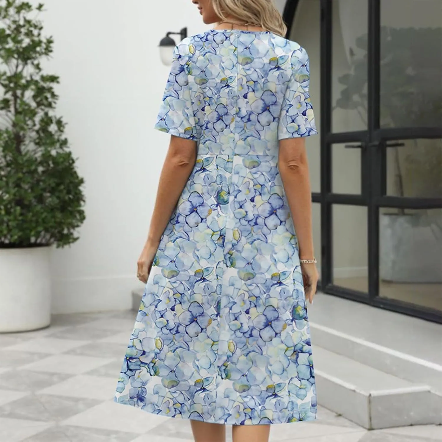 Floral Dress for Women 2024 Plus Size Crewneck Short Sleeve Casual Loose Shirts Dress Formal Dresses for Women Sundress