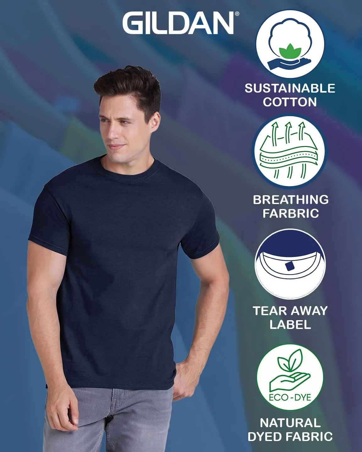 Gildan Men's 2000 Ultra Cotton T-Shirts, Bulk Undershirts for Men Multipack - G200 Adult Short Sleeve Crewneck Tee